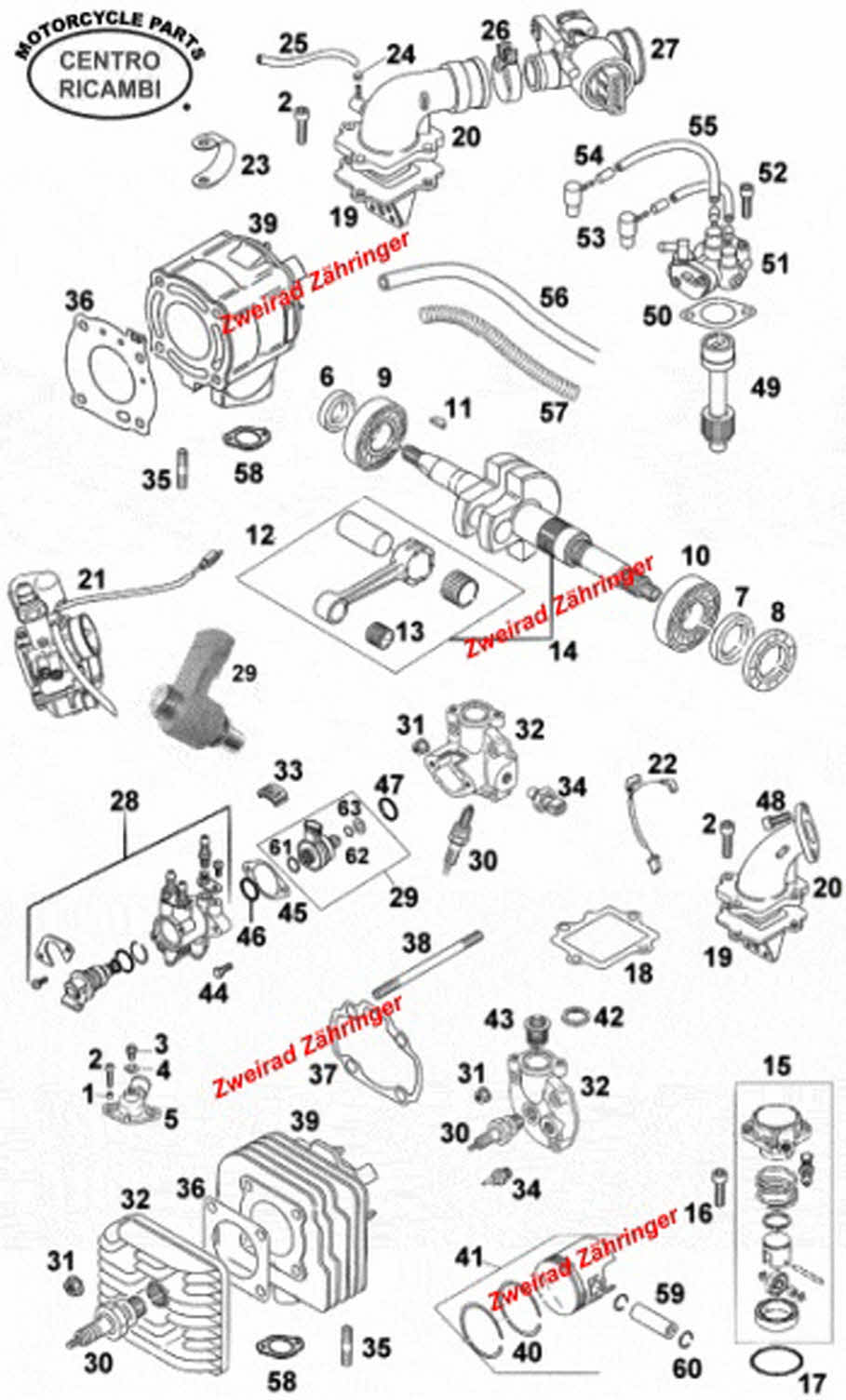 Ersatzteile Zylinder Motor Aprilia-Morini Scooter